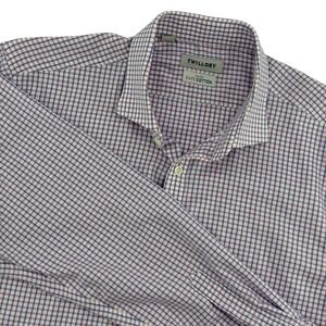 Twillory Non-Iron Safe Cotton Tailored Fit Dress Shirt Purple Check 17 34/35